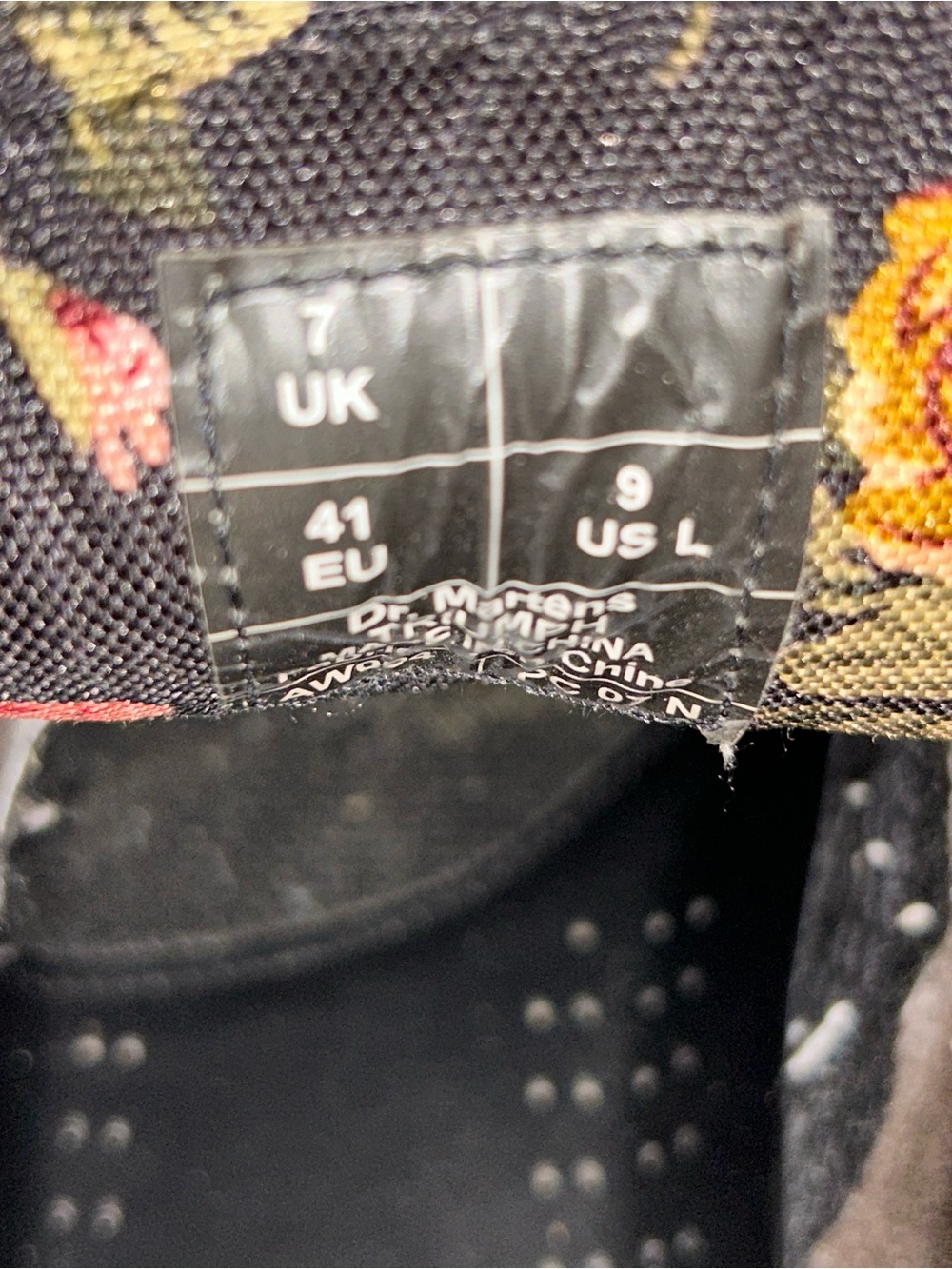 Dr. Martens Triumph 1914 Gray Distressed Floral-Lined Lace-Up Combat Boot Size 9 - Picture 13 of 16
